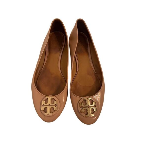 Tory Burch Womens Pink Slip On Round Toe Gold-Tone Logo Flat Ballet Size 8.5 - Picture 9 of 11